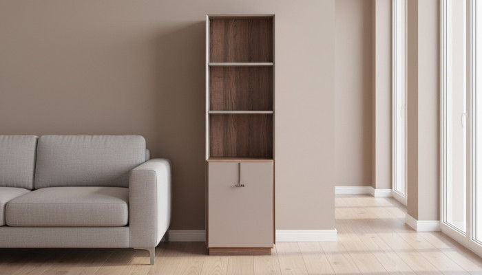 Modernes Bücherregal Designer Standregal Beige Büroregale Bücherschrank