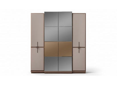 Beiger Schlafzimmerschrank Designer Holz Kleiderschrank Glasschrank Neu