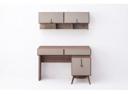 Beiger Schreibtisch Luxuriöser Bürotisch Wandschrank Computertisch Set