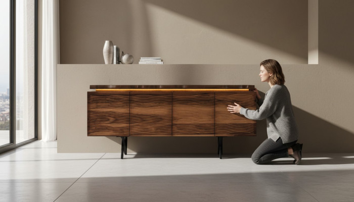 Designer Braune Holz Kommode Luxuriöses Sideboard Esszimmer Holzschrank