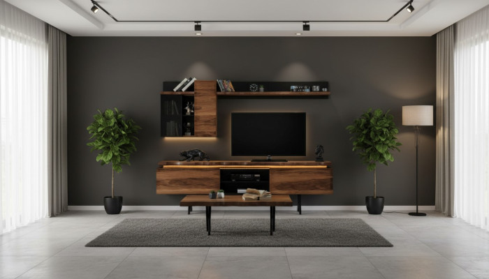 Luxuriöse Wohnzimmer Wohnwand Wandschrank TV-Ständer Couchtisch 3tlg