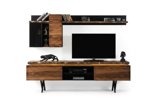 Luxuriöse Wohnzimmer Wohnwand Wandschrank TV-Ständer Couchtisch 3tlg