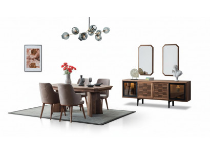Stilvolle Essgruppe Exklusiver Holztisch Designer Sideboard Stühle 10tlg