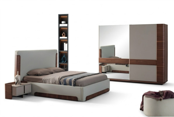 Graziöe Schlafzimmer Möbel Luxus Polsterbett Designer Kleiderschrank