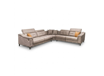 Robustes Graues Ecksofa Wohnzimmer L-Form Ledersofa Designer Couchen