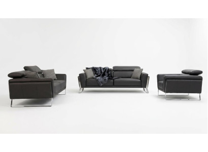 Designer Kunstleder Couchgarnitur 2x Dreisitzer Luxuriöser Sessel 3tlg