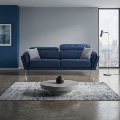 Blaues Textil Sofa Moderner Wohnzimmer Dreisitzer Luxus 3-Sitzer Couch