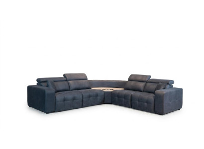 Ecksofa L form Ledersofa Großes Sofa Grau Couch Wohnzimmer Design