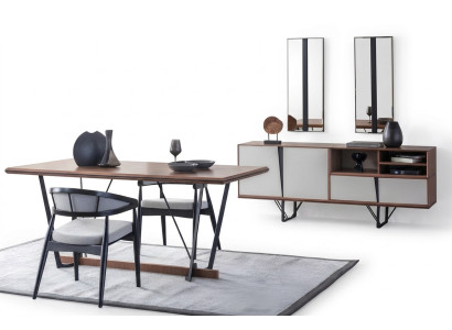 Garnitur Esszimmer Esstisch Anrichte Esszimmertisch Braun Set 2tlg