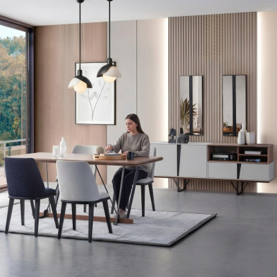 Komplette Esszimmer Esstisch 2tlg Anrichte Esszimmertisch Weiß Holz