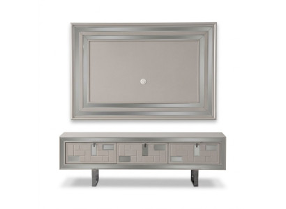 Wohnwand Sideboard TV Ständer Wandpanel Weiß RTV Lowboard Moderne