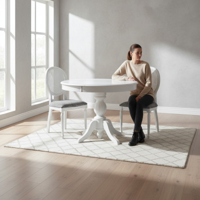 Holz Garnitur Essgruppe Esszimmer Esstisch Stühle 5tlg Weiß Essecke
