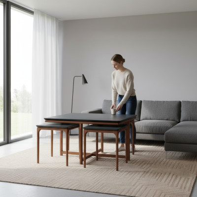 Gruppe Couchtische Beistelltische Kaffeetische Sofatische Holz Schwarz