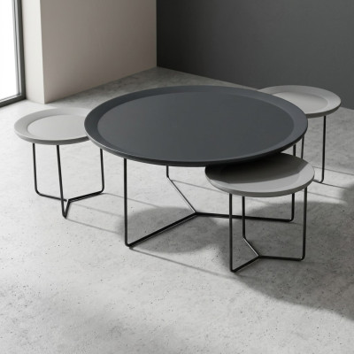 Couchtisch Gruppe Kaffeetisch Sofatisch Beistelltisch Schwarz Tisch