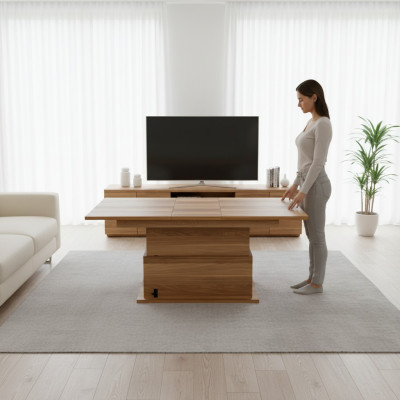 Couchtisch Ausziehbarer Esstisch Tisch Holz Braun Kaffeetisch Möbel
