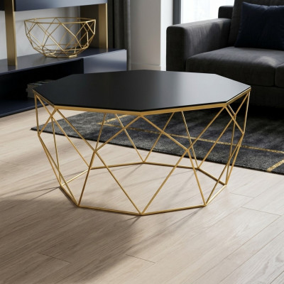Modern Couchtisch Kaffeetisch Sofatisch Beistelltisch Glas Gold Tisch