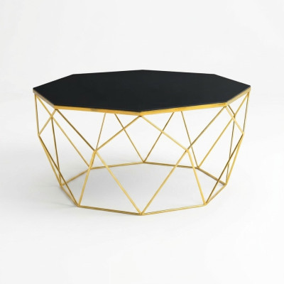 Modern Couchtisch Kaffeetisch Sofatisch Beistelltisch Glas Gold Tisch
