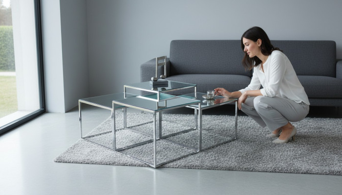 Silber Couchtisch Tisch Kaffeetisch Beistelltisch Sofatisch Wohnzimmer