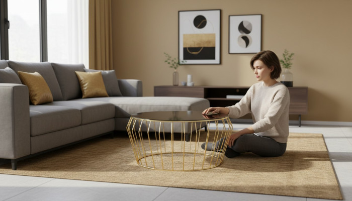 Kaffeetisch Gold Wohnzimmer Couchtisch Tisch Beistelltisch Sofatisch