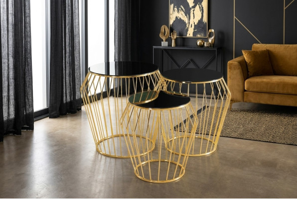 Komplette Beistelltische Kaffeetische Sofatische 3tlg Couchtische Gold
