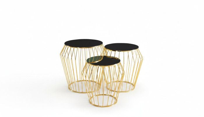 Komplette Beistelltische Kaffeetische Sofatische 3tlg Couchtische Gold