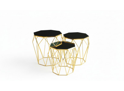 Beistelltische Komplette Kaffeetische Sofatische 3tlg Couchtische Gold