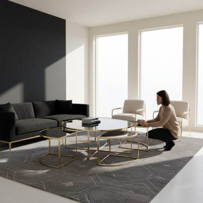 Couchtische Komplette Tische Beistelltische Sofatische 5tlg Schwarz