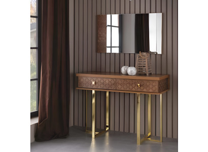 Konsolentisch Braun Gold mit zwei Schubladen 120x50x87 cm Sofort