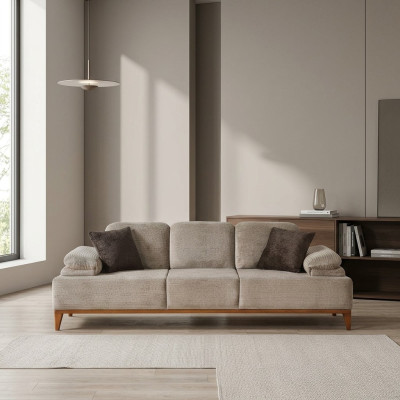 Dreisitzer Sofa 3 Sitzer Stoffsofa Polstersofa Beige Couch Moderne