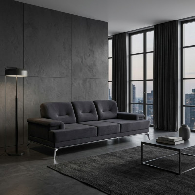 Couch Dreisitzer Stoffsofa Design Blau Sofa 3 Sitzer Polstersofa