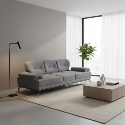 Sofa Stoffsofa Design Dreisitzer Grau 3 Sitzer Polstersofa Couch