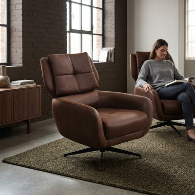 Wohnzimmer Sessel Ohrensessel Stoffsessel Stoff Braun Sitzer Einsitzer