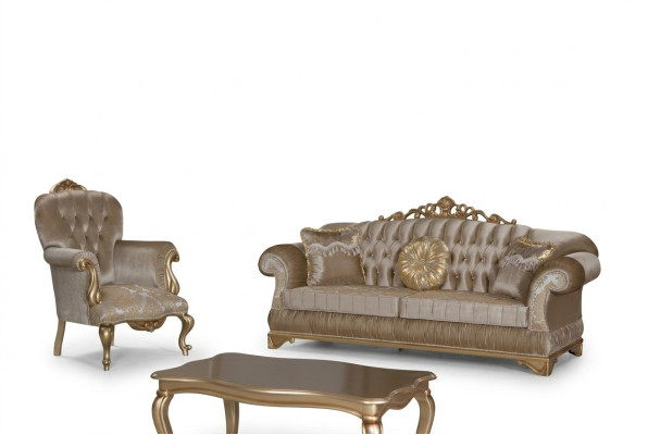 Design Chesterfield 3+1 Sitz Couchtisch Textil Couch Sessel Polster Sofa Couchen
