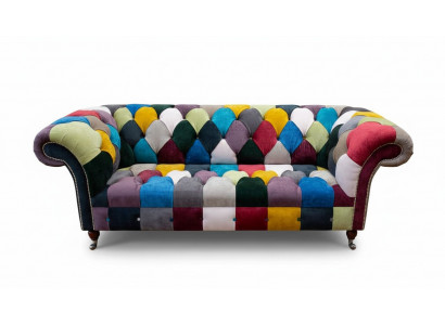 Chesterfield Sofa Polster Design Mehrfarbig Sitz Textil Couch Wohnzimmer