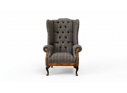 Chesterfield Sessel Couch Polster 1 Sitzer Textil Ohrensessel Polster