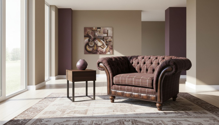 Chesterfield 1 Sitzer Couch Polster Sitz Textil Stoff Couchen Luxus Sofa