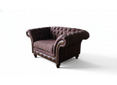 Chesterfield 1 Sitzer Couch Polster Sitz Textil Stoff Couchen Luxus Sofa