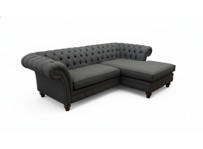 Chesterfield Ecksofa L-Form Stoff Design Couch Sitz Sofa Textil Eck Neu
