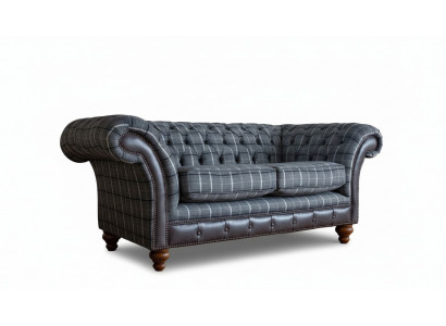 Design Chesterfield Textil Luxus 2-Sitzer Stoff Couch Polster Sofa Neu