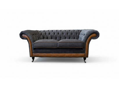 Chesterfield Luxus 2 Sitzer Couch Polster Sofa Zweisitzer Leder Couchen