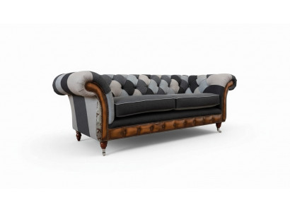 Design Polster Sofa 3 Sitzer Couch Luxus Klassische Textil Chesterfield