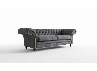 Design Polster Sofa 3 Sitzer Couch Luxus Klassische Textil Chesterfield