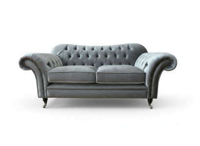 Chesterfield Sofa 2 Sitzer Polster Designer Couchen Sofas Grau Neu