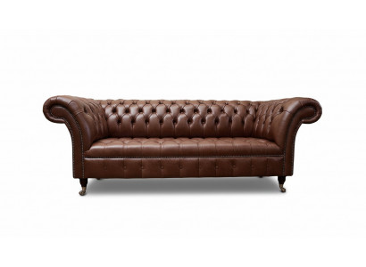 Chesterfield Sofa Dreisitzer Vintage Couches big xxl Braun Textil Leder