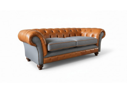 Luxuriöses Kunstledersofa im Chesterfield 3 Sitzer Sofa Design mit drei Sitzplätzen