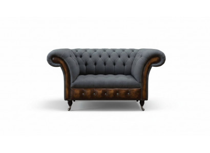 Design Chesterfield Stoff Couch Sessel 1.5 Sitzer Polster Sofas Lounge