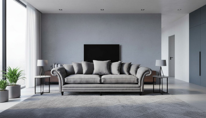 Chesterfield Couch Polster Sofas Klassische Sofa 4 Sitzer Couchen Grau