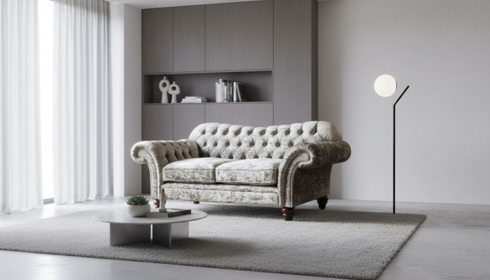 Chesterfield Polster Textil Sofa 2 Sitzer Sofa Design Luxus Stoffsofas