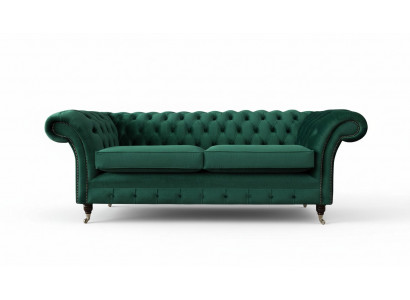 Chesterfield 3 Sitzer Polster Couch Sofa Textil Modern Stil Stoff Neu