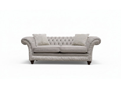 Modern Dreisitzer Design Polster Sitz Textil Sofa 3 Sitzer Wohnzimmersofa Chesterfield Beige